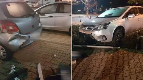 Rozbił samochody przed salonem. "Wysiadł z auta, wyjął butelkę, wypił"