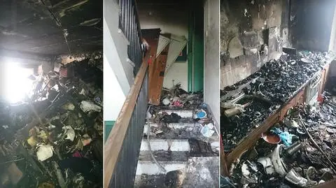 To tu zaczął się pożar: dwa piętra śmieci w mieszkaniu