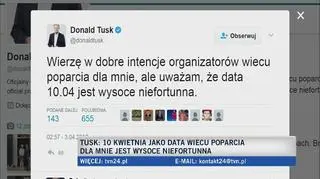 Tusk sceptycznie o wiecu poparcia