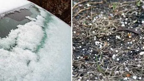 Śnieg, grad i ciemne chmury