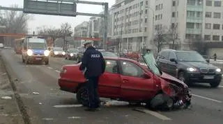 Na miejsce wypadku przyjechała policja
fot. TVN Warszawa/Dawid Krysztofiński