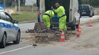 Ciężarówka "zgubiła" glinę i piasek