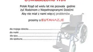 Protest rodziców dzieci niepełnosprawnych