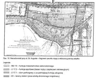 Wycinek planu miejscowego z działkami na Kamionku