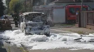 Pożar samochodu w Marysinie Wawerskim