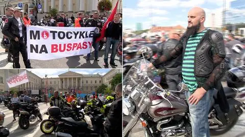 Motocykliści przed warszawskim ratuszem. Chcą jeździć po buspasach