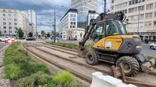 Naprawa torów na placu Unii Lubelskiej