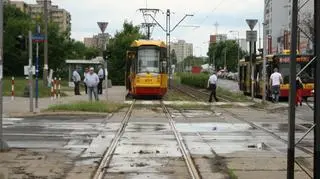 Zalane torowisko na ul. Rembielińskiej