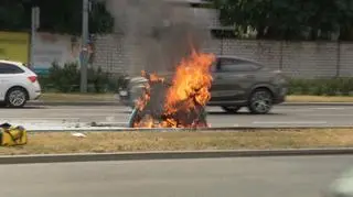 Na Powsińskiej spłonął motocykl