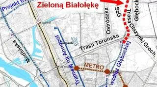 Plan trasy tramwaju na Zieloną BIałołękę