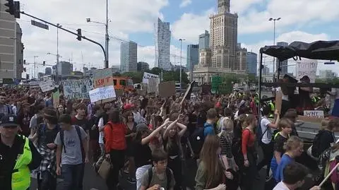 Młodzieżowy Strajk Klimatyczny w centrum Warszawy