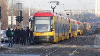 Utworzył się korek tramwajowy