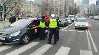 Protest taksówkarzy na ulicach Warszawy