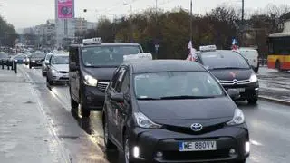 Protest taksówkarzy w centrum