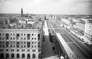 Osiedle Muranów od strony skrzyżowania al. Świerczewskiego i Marchlewskiego, 1959r.