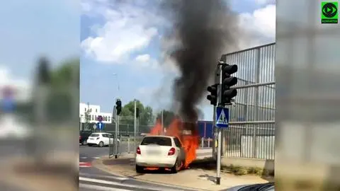 Pożar samochodu na Puławskiej