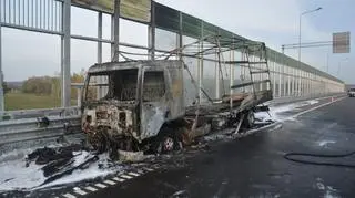 Pożar ciężarówki w miejscowości Stara Wieś