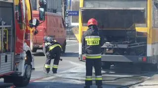 Pożar autobusu na Płowieckiej