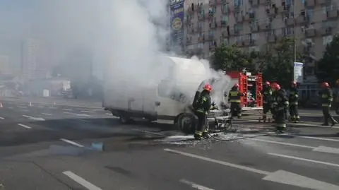 Pożar dostawczaka w centrum