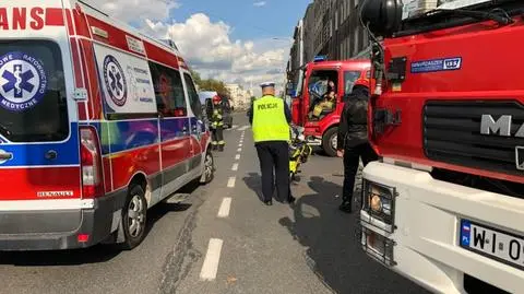 Wypadek na Woli. Znów zderzenie motocykla z samochodem