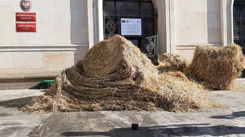 Łańcuch na drzwiach, słoma i gnojówka. Protest rolników przed Ministerstwem Rolnictwa