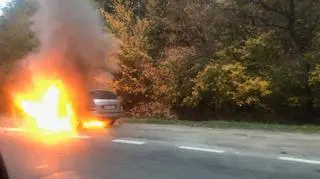 Pożar auta na Czecha