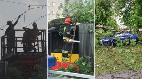 Wichura. Drzewo na autobusie, tramwaje nie jeździły mostem