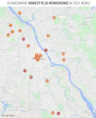 Planowane inwestycje rowerowe w 2021 roku