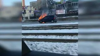 Pożar samochodu na Grójeckiej