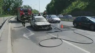 Pożar samochodu na Wisłostradzie