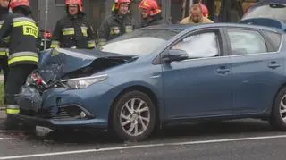 Zderzenie toyoty i porsche na Grójeckiej