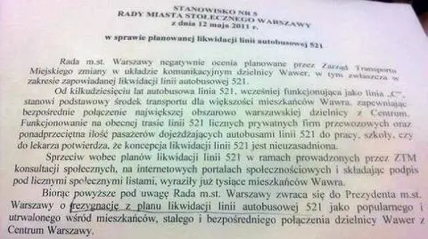 "Zlikwidować 521, to jak odebrać Ursynowowi metro"