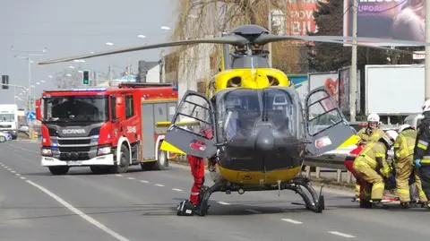 Śmigłowiec ratunkowy lądował w alei Krakowskiej