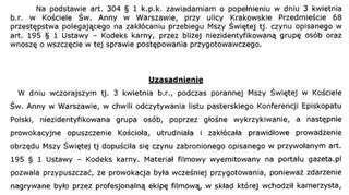 Zawiadomienie posła Pięty do prokuratury ws. zajścia w kościele św. Anny