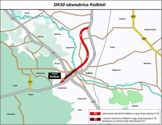 Przebieg planowanej obwodnicy Kołbieli