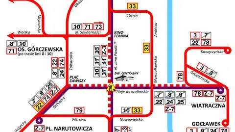 Bez tramwajów w Al. Jerozolimskich i al. Jana Pawła II