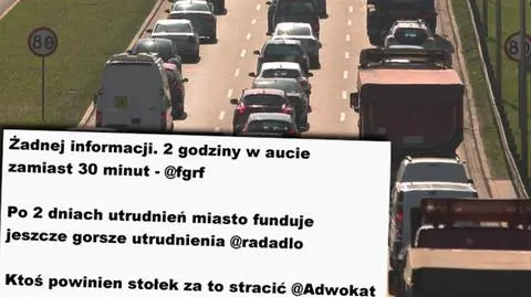 Frezują Wisłostradę w porannym szczycie. "Korek aż po Łomianki"