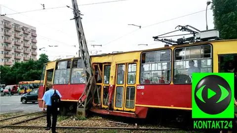 Wykolejony tramwaj Dziewięć osób rannych