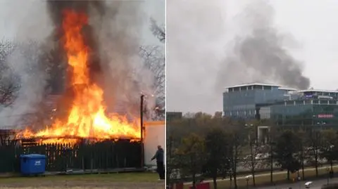 Dym nad biurowcami. Pożar we Włochach