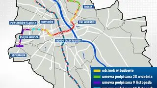 Mapa rozbudowy II linii metra