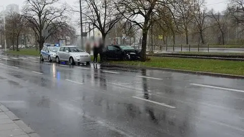 Auto uderzyło w drzewo. Ślisko na drogach