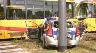 Radiowóz zderzył się z tramwajem