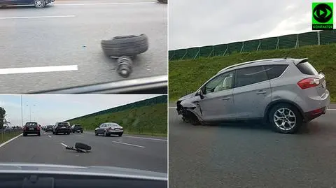 Stracił panowanie nad kierownicą, uderzył w barierki i urwał koło
