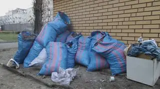 Worki z zielonymi odpadami na Pradze-Północ