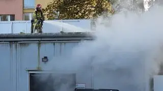 Pożar sklepu spożywczego na Bielanach