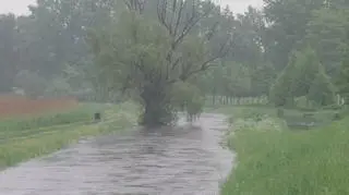 Gigantyczna kałuża na zjeździe z Doliny Służewieckiej