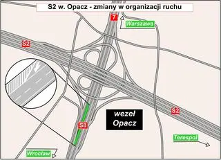 Zmiany w organizacji ruchu na węźle Opacz