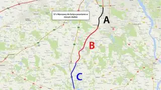 Orientacyjny plan nowej ekspresówki S7