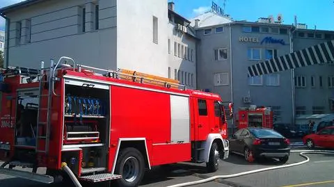 Pożar w saunie, ewakuacja hotelu