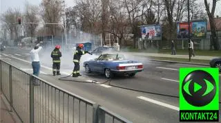 Mercedes zapalił się na ul. Górczewskiej 